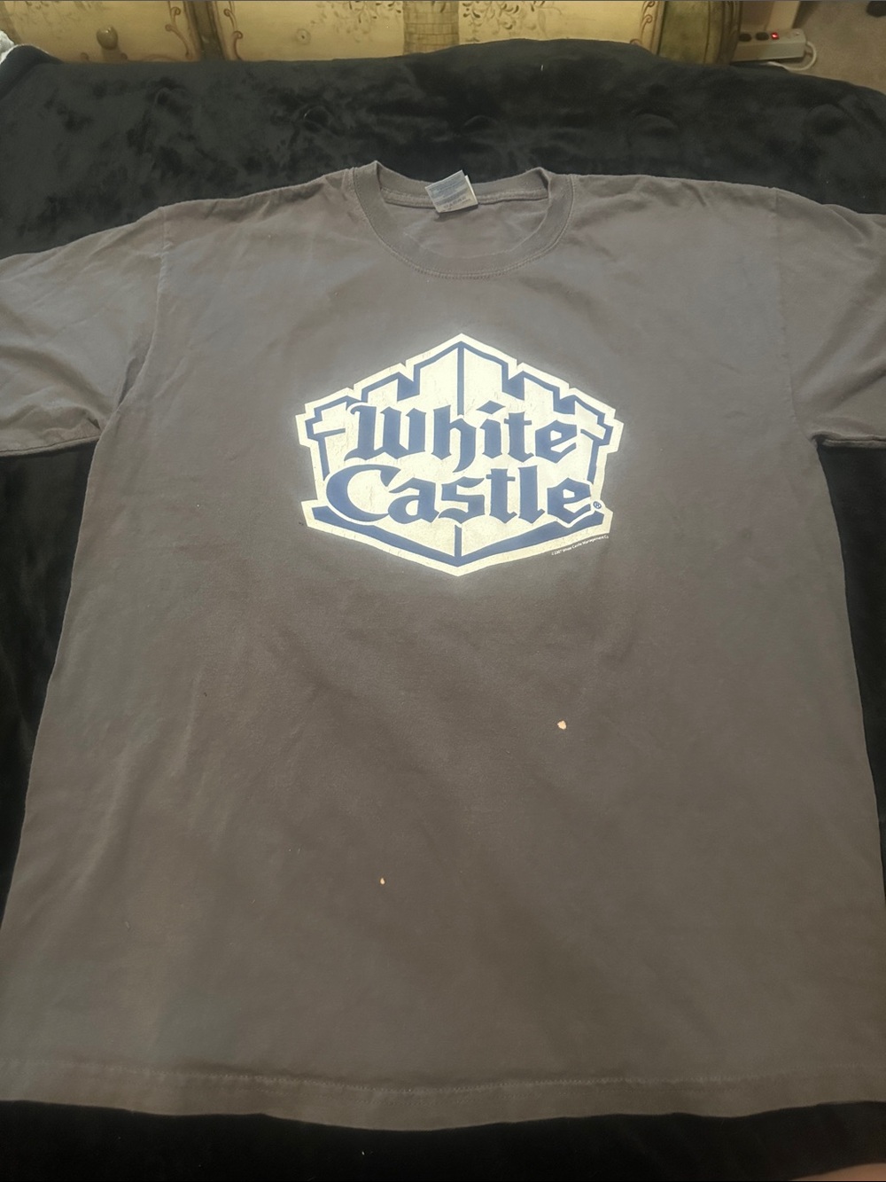 White Castle Logo  Graphic Tee - front /back Gray Gludan Brand LARGE